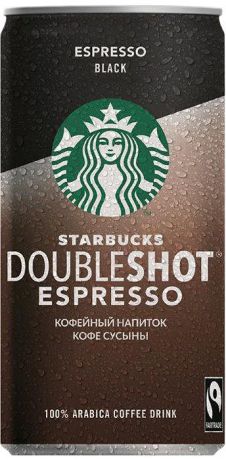 Кофейный стерилизованный напиток 0% Starbucks Doubleshot Espresso Black, 200 мл