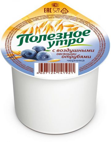 Полезное утро Продукт овсяный ферментированный Черника, 120 г