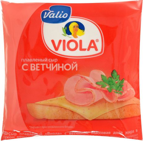 Valio Viola Сыр с ветчиной, плавленый, в ломтиках, 140 г
