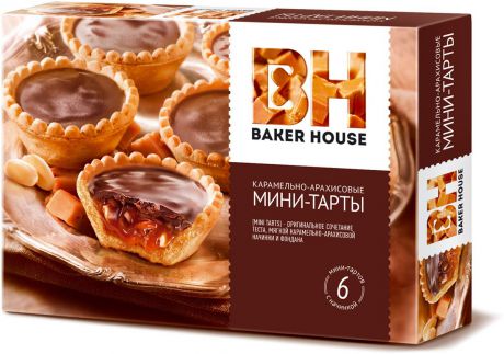 Baker House мини-тарты с карамельно-арахисовый начинкой, 240 г