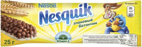 Nestle Nesquik шоколадный батончик с цельными злаками, 25 г