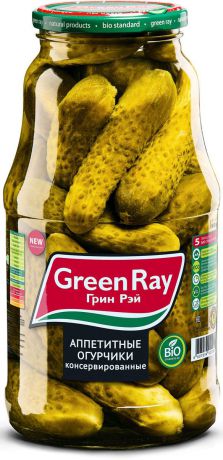 Green Ray огурцы консервированные с зеленью в заливке, 1,8 л