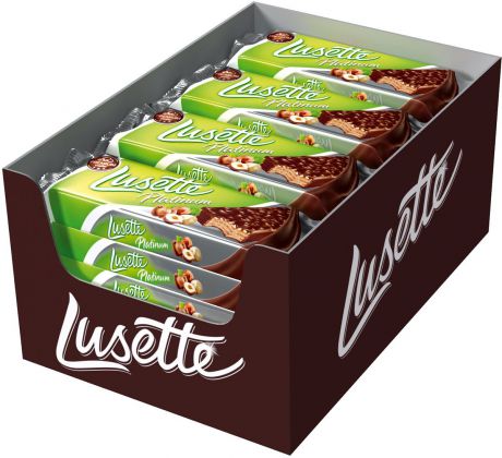 Lusette Platinum вафли с какао-кремовой начинкой с лесными орехами в какао-глазури, 20 шт по 50 г