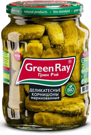 Green Ray деликатесные корнишоны маринованные, 370 мл