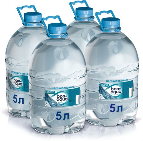 BonAqua вода чистая питьевая негазированная 4 штуки по 5 л