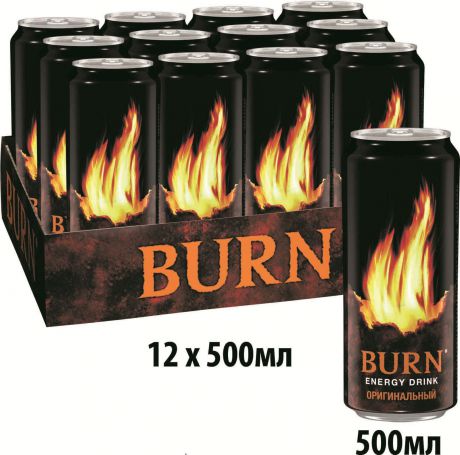 Burn Original энергетический напиток, 12 штук по 0,5 л