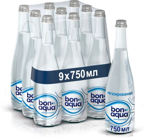BonAqua вода чистая питьевая негазированная 9 штук по 0,75 л