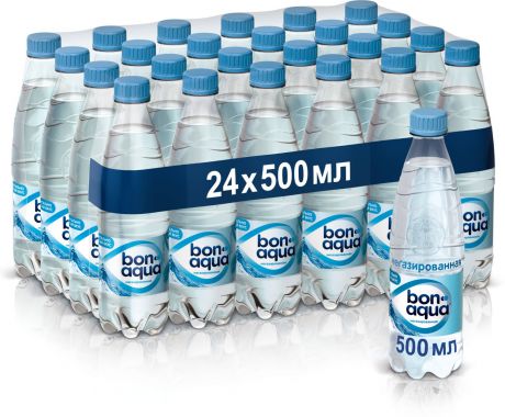 BonAqua Вода чистая питьевая негазированная, 24 шт х 0,5 л