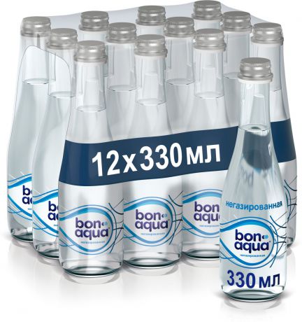 BonAqua вода чистая питьевая негазированная 12 штук по 0,33 л