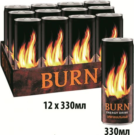 Burn Original энергетический напиток, 12 штук по 0.33 л
