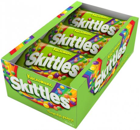 Skittles "Кисломикс" драже в сахарной глазури, 12 пачек по 38 г