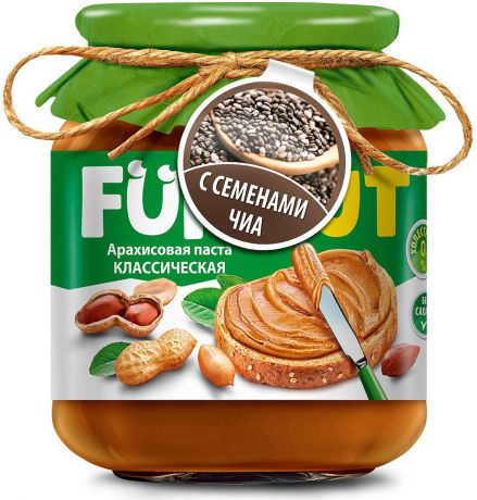 Арахисовая паста без масла Funnut "Классическая с добавлением чиа", 340 г