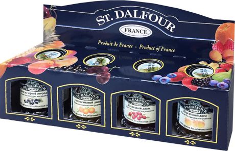 St. Dalfour подарочный набор 4 джема персик, малина, апельсин, черная смородина, 112 г