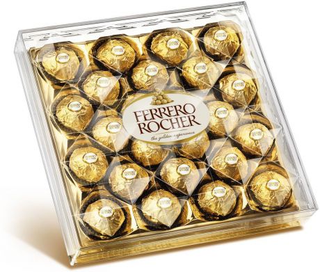 Ferrero Rocher конфеты хрустящие из молочного шоколада, покрытые измельченными орешками, с начинкой из крема и лесного ореха, 300 г