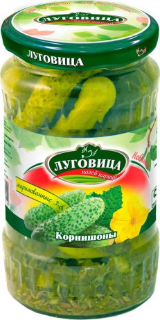 Овощные консервы Луговица "Огурцы корнишоны", 350 г