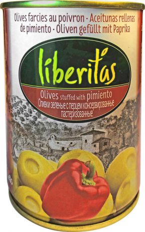 Овощные консервы Liberitas "Оливки зеленые" с перцем, 280 г