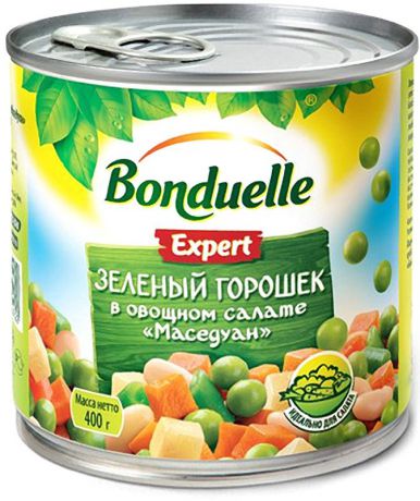 Bonduelle овощная смесь зеленый горошек в овощном салате "Маседуан" , 400 г