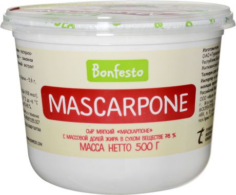 Bonfesto Сыр мягкий Маскарпоне 78%, 500 г