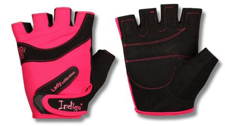 Перчатки атлетические "Indigo", цвет: розовый, черный. Размер S