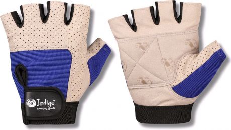 Перчатки для фитнеса Indigo "97836 IR", цвет: бело-синий, размер M