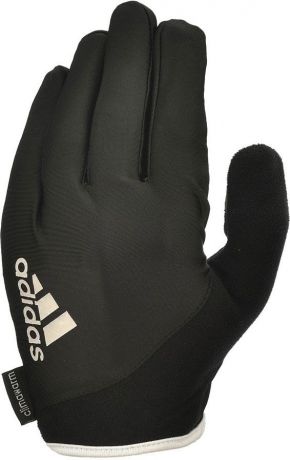 Перчатки для фитнеса Adidas Essential, с пальцами, цвет: черный, белый, размер L