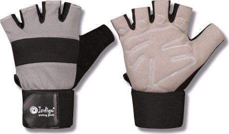Перчатки для фитнеса Indigo "97867 IR", с широким напульсником, цвет: бело-серый, размер XL
