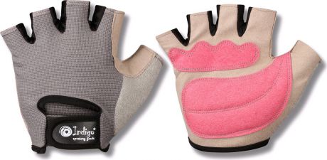 Перчатки для фитнеса женские Indigo "97870 IR", цвет: белый, серый, розовый, размер M