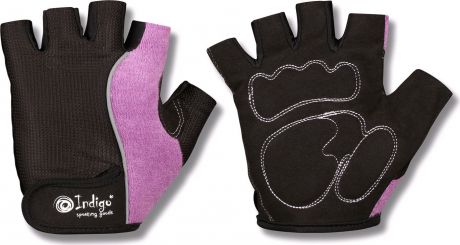 Перчатки для фитнеса женские Indigo "97852 IR", цвет: черно-сиреневый, размер S