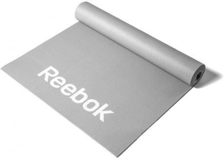 Тренировочный коврик для фитнеса Reebok "Love", тонкий, цвет: серый