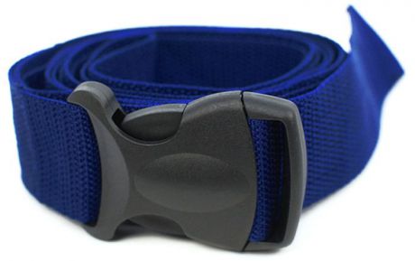 Ремень для йоги "Yogin", с силовой пряжкой, цвет: темно-синий, 4 х 210 см