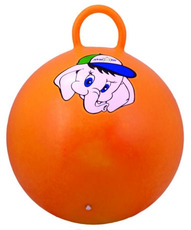 Мяч-попрыгун Starfit "Слоненок", с ручкой, цвет: оранжевый, розовый, синий, диаметр 45 см