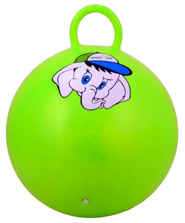 Мяч-попрыгун Starfit "Слоненок", с ручкой, цвет: зеленый, серый, синий, 45 см