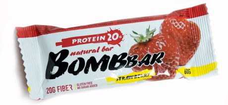Батончик протеиновый "BOMBBAR", клубника, 60 г