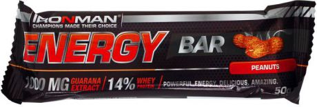 Батончик энергетический Ironman "Energy Bar", с гуараной, орех, темная глазурь, 50 г