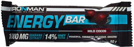 Батончик энергетический Ironman "Energy Bar", с гуараной, кокос, темная глазурь, 50 г