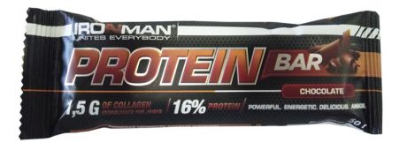 Батончик Ironman "Protein Bar", с коллагеном, шоколад, темная глазурь, 50 г
