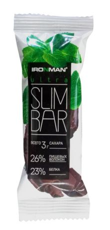 Батончик Ironman "Ultra Slim Bar", мята, шоколад, темная глазурь, 40 г