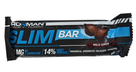 Батончик энергетический Ironman "Slim Bar", с L-карнитином, кокос, темная глазурь, 50 г