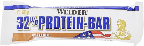 Батончик протеиновый Weider "32% Protein-Bar", лесной орех, 60 г