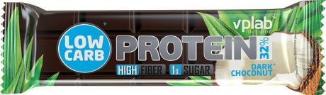 Протеиновый батончик VP Laboratory "Low Carb Protein Bar", темный шоколад, кокос, 35 г