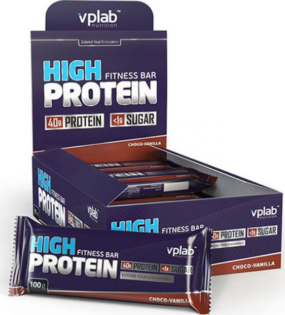 Батончик протеиновый Vplab "High Protein Fitness Bar", шоколад-ваниль, 100 г