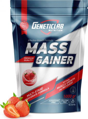 Гейнер Geneticlab "Mass Gainer ", клубника, 1000 г