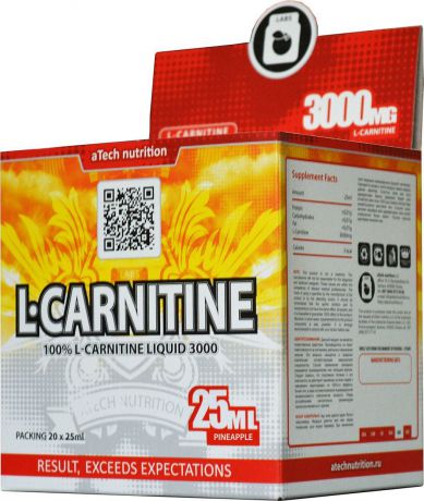 L-карнитин aTech Nutrition "L-Carnitine 3000 Liquid", ананас, 25 мл, 20 шт