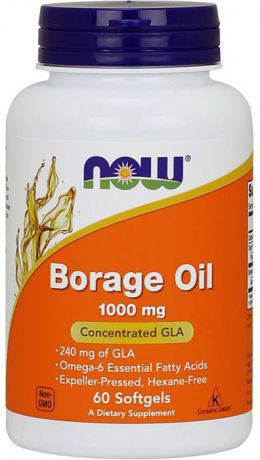 Комплекс жиров и аминокислот Now Foods Borage Oil 1000 мг, 60 мягких капсул