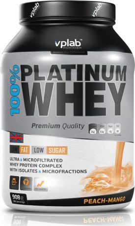 Протеин Vplab "100% Platinum Whey", персик-манго, 908 г