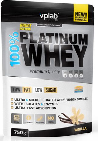 Протеин Vplab "100% Platinum Whey", ваниль, 750 г