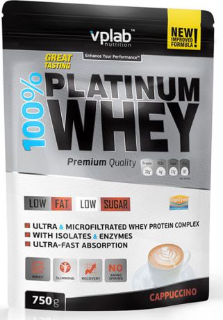 Протеин Vplab "100% Platinum Whey", капучино, 750 г