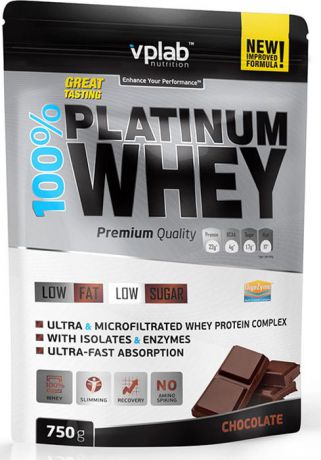 Протеин Vplab "100% Platinum Whey", шоколад, 750 г