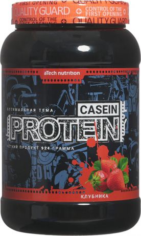 Протеин cывороточный aTech Nutrition "Casein Protein 100%", клубника, 924 г