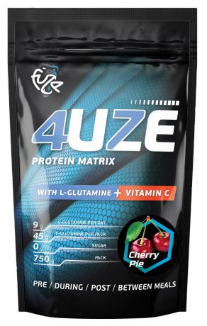 Протеин Fuze "4uze + Glutamine", вишневый пирог, 750 г